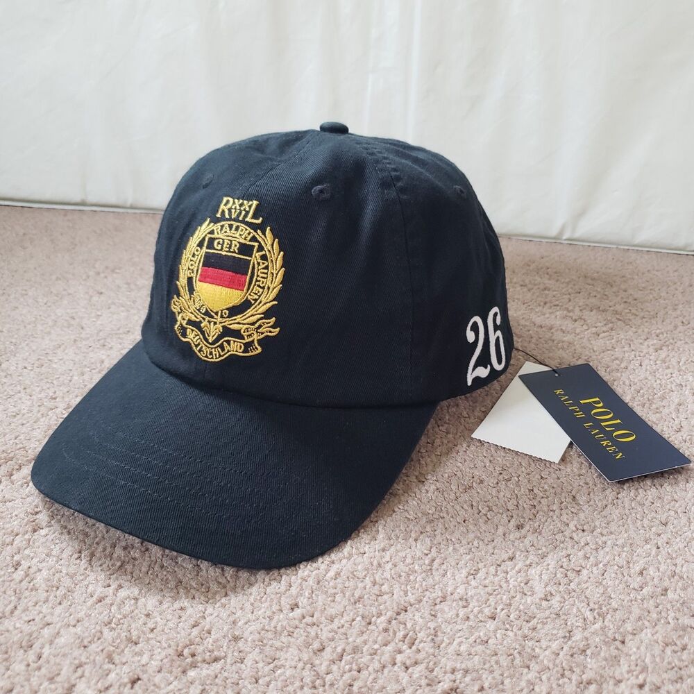 NWT Polo Ralph Lauren Germany 2026 Soccer Adult Black Strapback Hat Cap Football